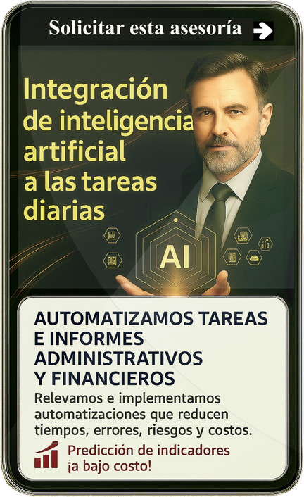 AUTOMATIZAMOS TAREAS E INFORMES ADMINISTRATIVOS Y FINANCIEROS. relevamos e implementams automatizaciones que reducen tiempos, riesgos y costos.