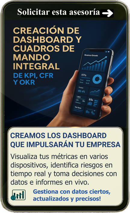Creamos los Dashboard y cuadros de mando de indicadores financieros y produtivos que necesitas para tu toma de decisiones
